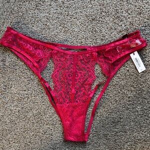 NWT New Elegant Lace Women's sz XL high cut backless panties in Red